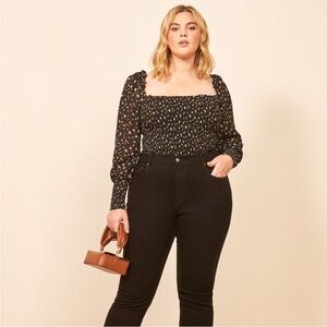 Reformation Pinto Smocked Floral Top Freesia Print Puff Sleeve Size 3X Romantic